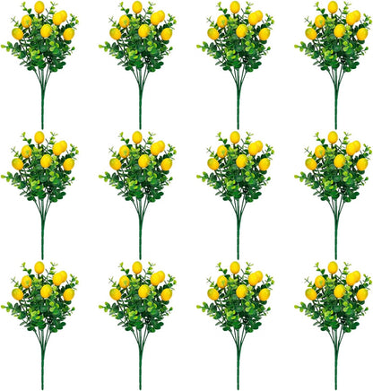 6 Pcs Artificial Lemon Branches Small Artificial Fruit Lemon Tree Greenery Decoration Faux Lemons Picks for Farmhouse Kitchen Home Table Decor Stem Fruits for Home Spring Summer Decor