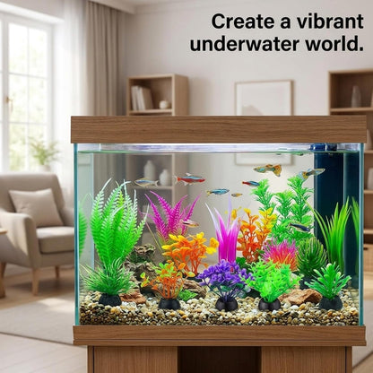 20Pcs Fish Tank Decorations Set, Mini Aquarium Plants, Fish Tank Decor, Small Fish Tank Decorations for Home and Office Aquariums