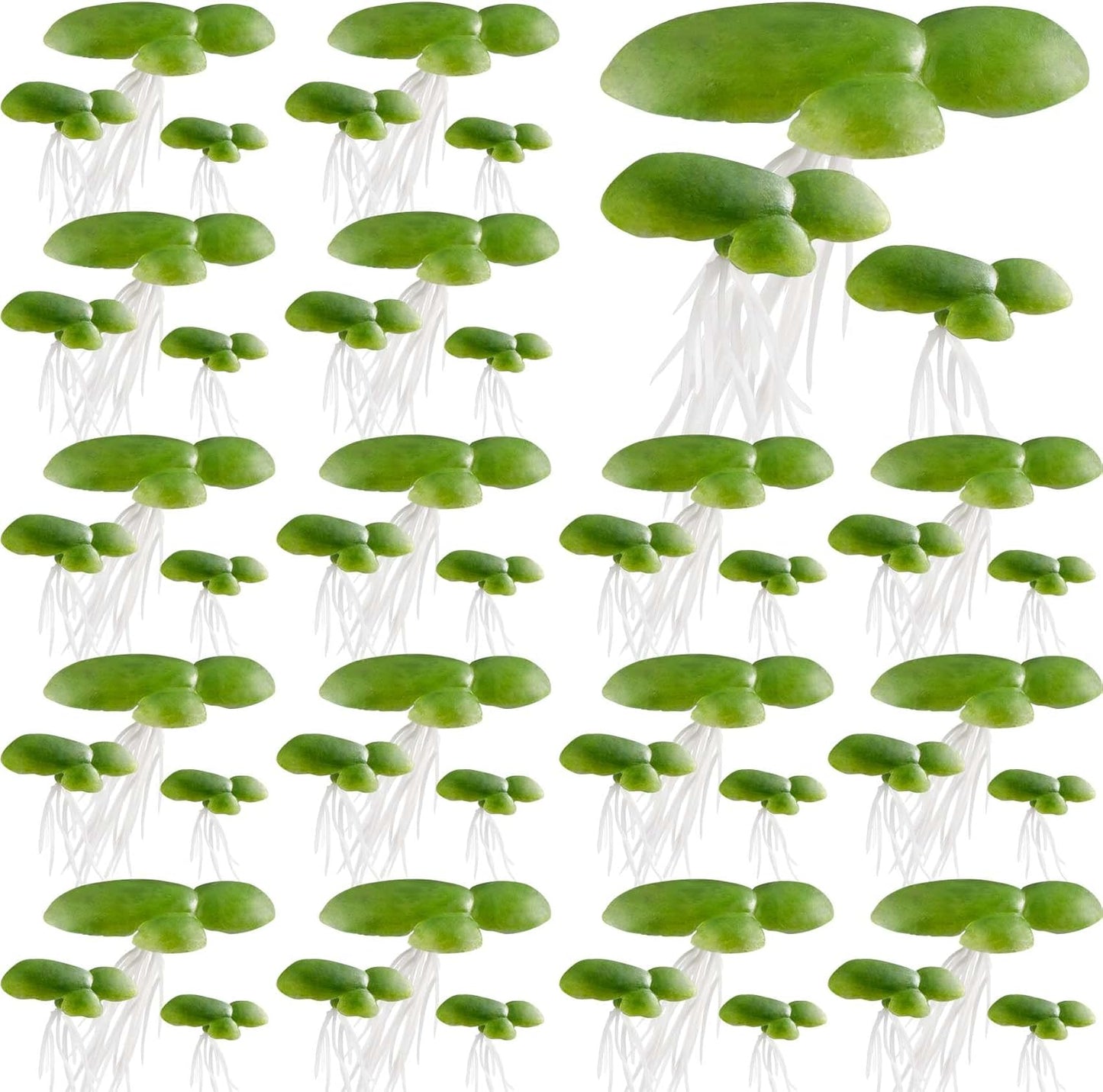 54pcs Floating Aquarium Plants, Plastic Fake Duckweed, Artificial Floating Plant for Aquarium(1.57x1.73inch / 40x44mm, 0.86x0.86inch/22mmx22mm, 0.59x0.59inch/15x15mm)