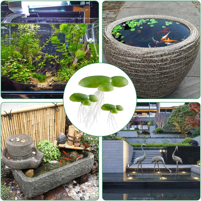 54pcs Floating Aquarium Plants, Plastic Fake Duckweed, Artificial Floating Plant for Aquarium(1.57x1.73inch / 40x44mm, 0.86x0.86inch/22mmx22mm, 0.59x0.59inch/15x15mm)