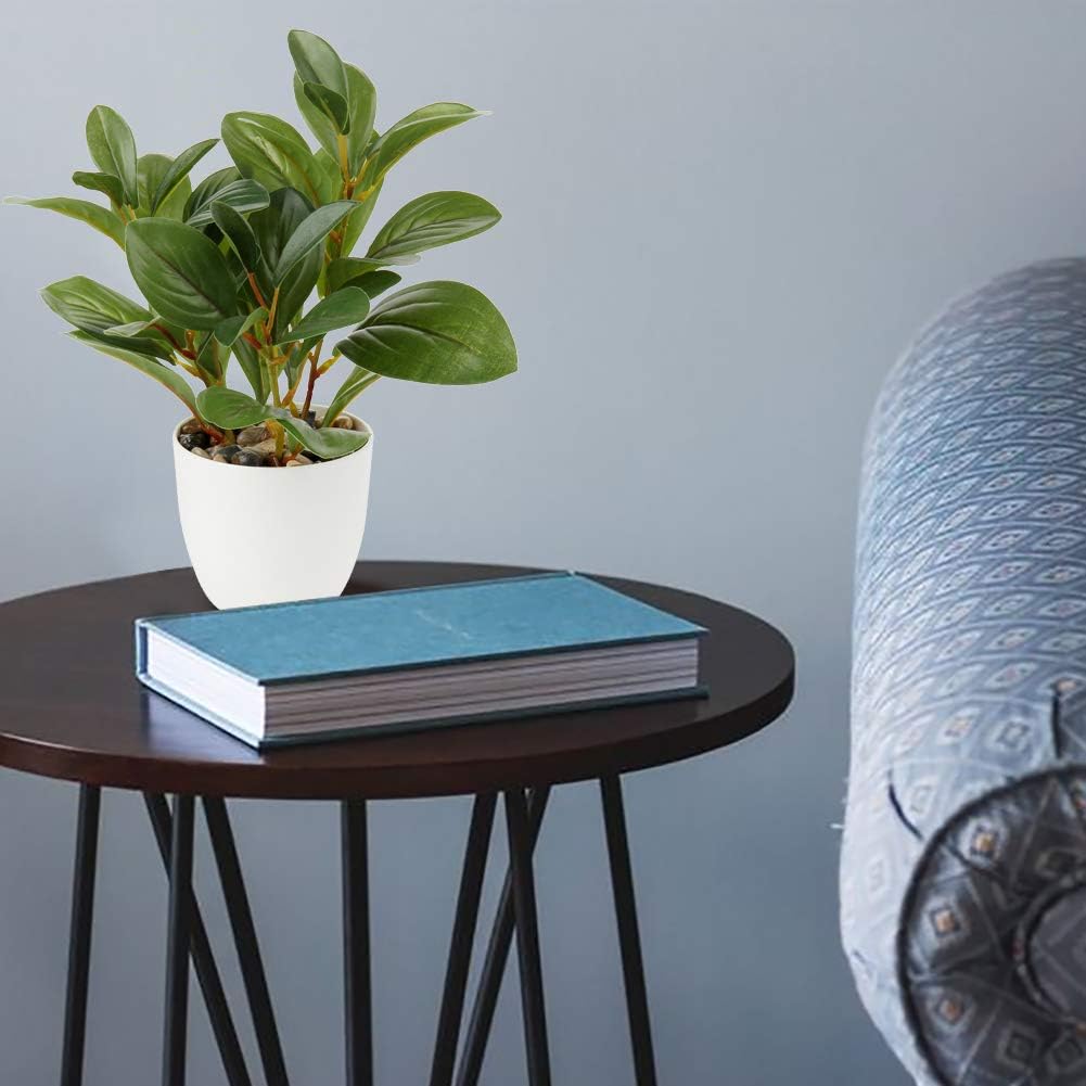 Artificial Plants Mini Camellia Potted Fake Plants Small Faux Plastic Plants Desk Plant Artificial Flowers with Vase for Home Office Desk Kitchen Garden Indoor Decor
