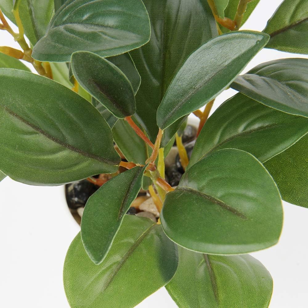 Artificial Plants Mini Camellia Potted Fake Plants Small Faux Plastic Plants Desk Plant Artificial Flowers with Vase for Home Office Desk Kitchen Garden Indoor Decor