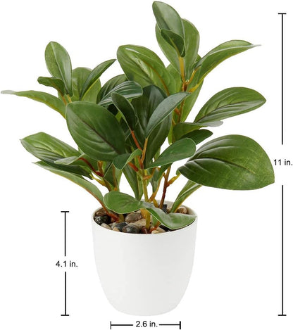 Artificial Plants Mini Camellia Potted Fake Plants Small Faux Plastic Plants Desk Plant Artificial Flowers with Vase for Home Office Desk Kitchen Garden Indoor Decor