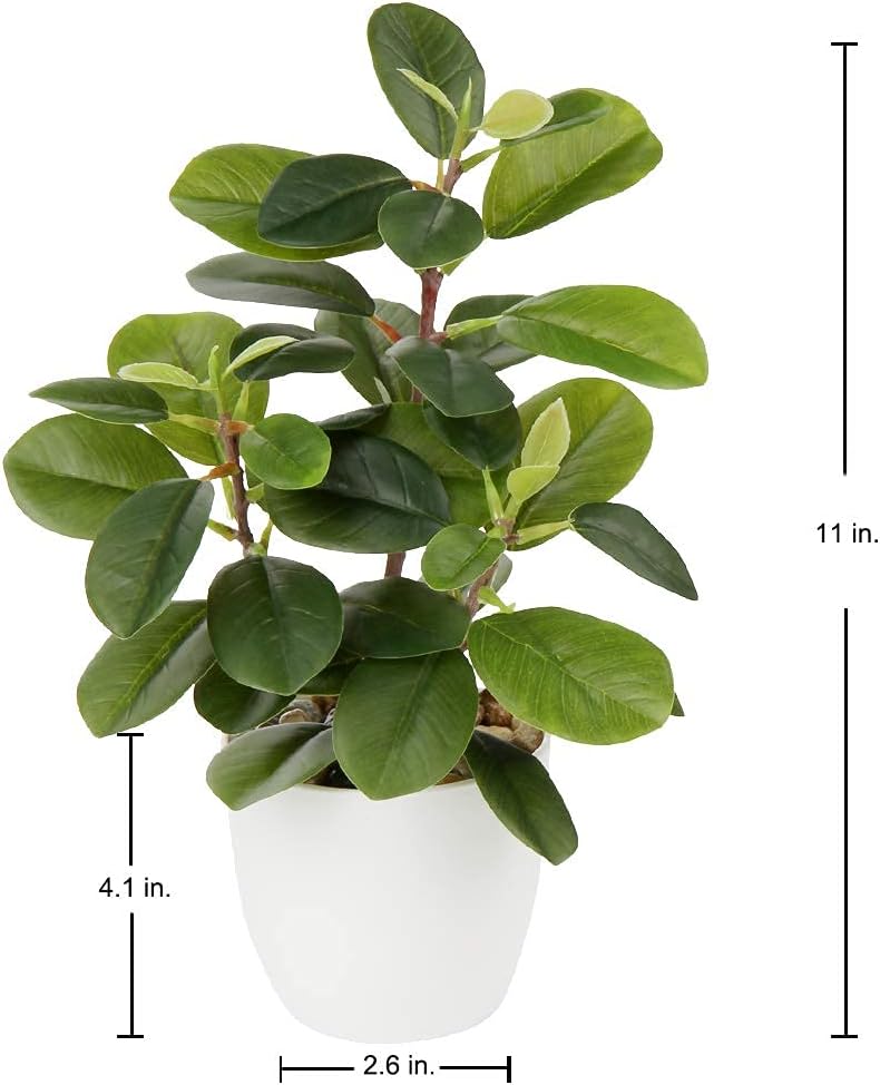 Artificial Plants Mini Camellia Potted Fake Plants Small Faux Plastic Plants Desk Plant Artificial Flowers with Vase for Home Office Desk Kitchen Garden Indoor Decor