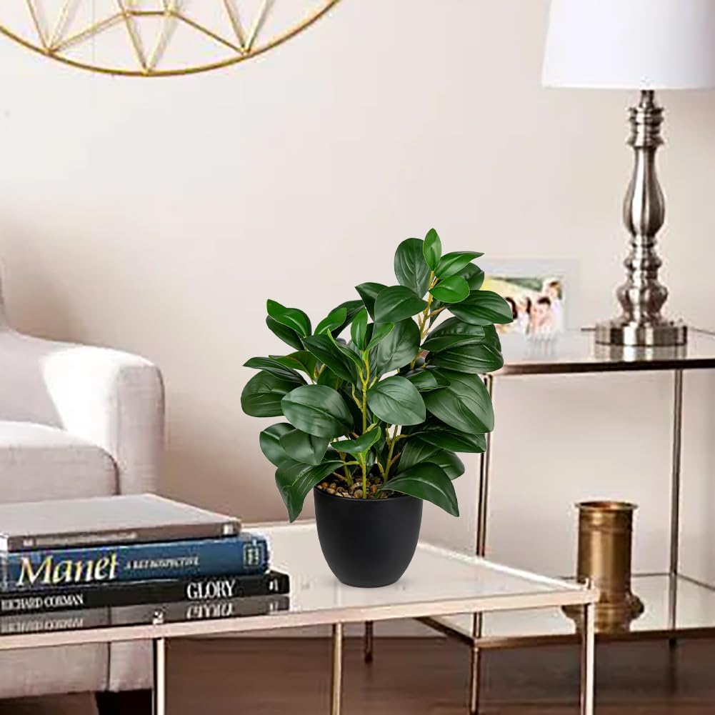 Artificial Plants Mini Camellia Potted Fake Plants Small Faux Plastic Plants Desk Plant Artificial Flowers with Vase for Home Office Desk Kitchen Garden Indoor Decor