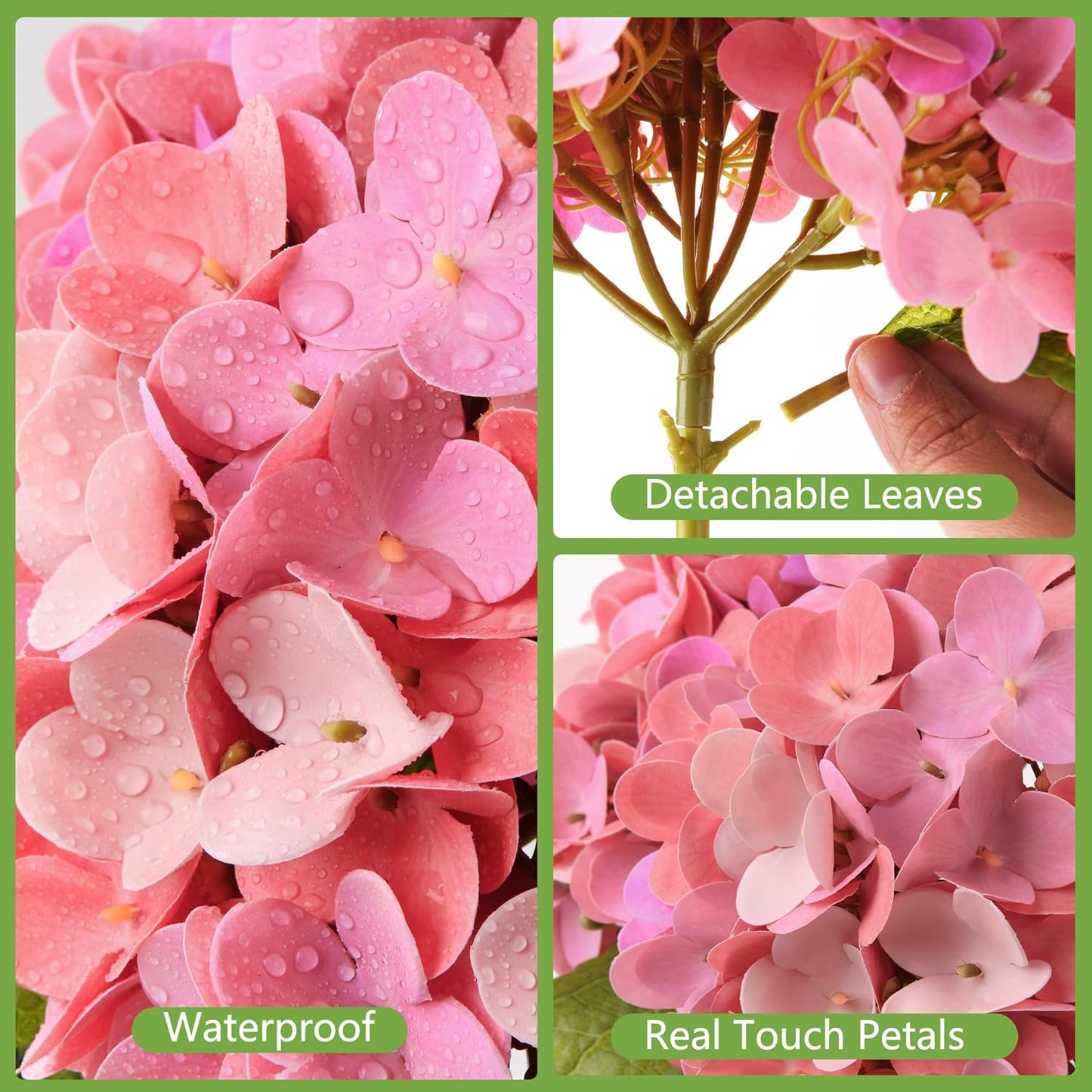 Artificial Hydrangea Flowers Arrangements in Glass Vase for Home Decoration, Faux Hydrangea Flowers for Floral Arrangements with Faux Water Wedding Bouquets Kitchen Table Centerpiece Decor