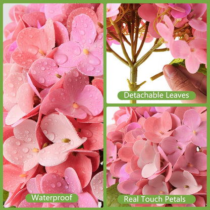 Artificial Hydrangea Flowers Arrangements in Glass Vase for Home Decoration, Faux Hydrangea Flowers for Floral Arrangements with Faux Water Wedding Bouquets Kitchen Table Centerpiece Decor