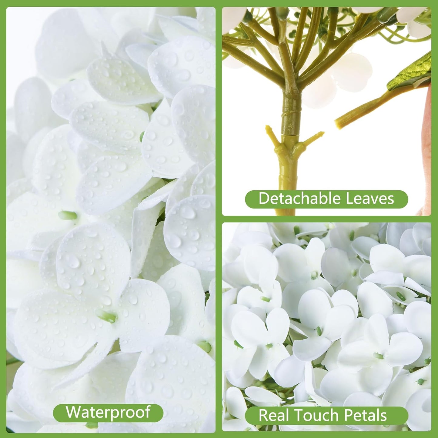Artificial Hydrangea Flowers Arrangements in Glass Vase for Home Decoration, Faux Hydrangea Flowers for Floral Arrangements with Faux Water Wedding Bouquets Kitchen Table Centerpiece Decor