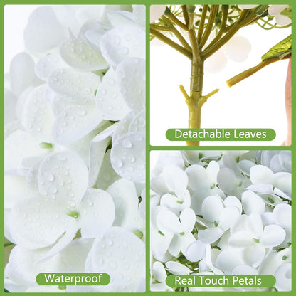 Artificial Hydrangea Flowers Arrangements in Glass Vase for Home Decoration, Faux Hydrangea Flowers for Floral Arrangements with Faux Water Wedding Bouquets Kitchen Table Centerpiece Decor
