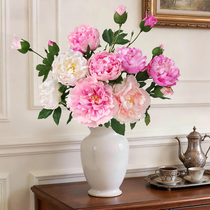 3 Bouquets Peonies Artificial Flowers with 22'' Long Stems, Latex Real Touch Faux Peony Flowers, Fake Peonies Bouquet for Table Centerpieces, Vases Home Wedding Party Decor (Mixed Pink)