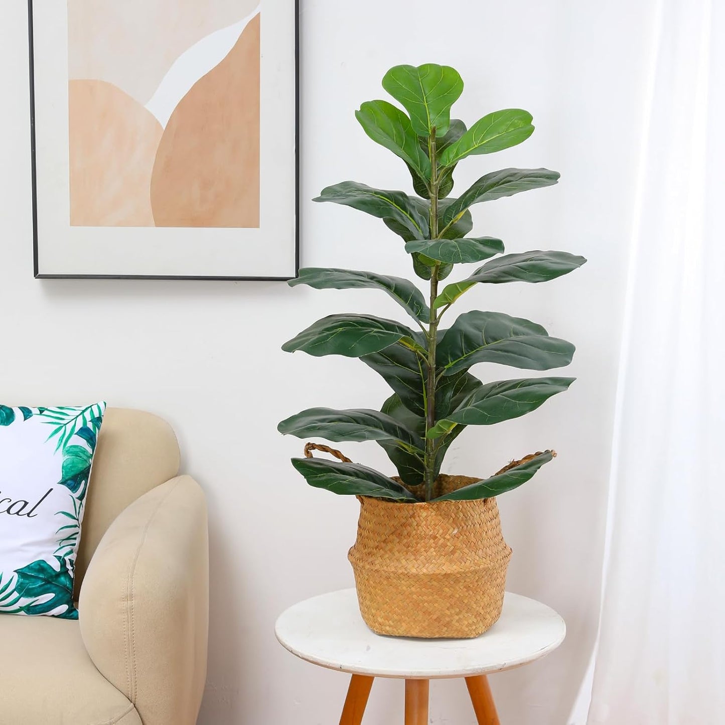 6ft Artificial Fiddle Leaf Fig Tree Plant,Fake Ficus Lyrata in Pot,Ficus Faux Plant Artificial Trees for Office Indoor Outdoor Garden Living Room Home Decor 1PCS-71in