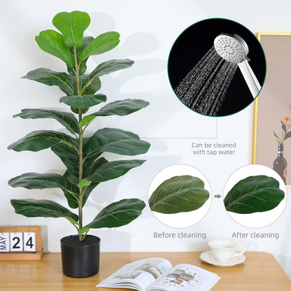 6ft Artificial Fiddle Leaf Fig Tree Plant,Fake Ficus Lyrata in Pot,Ficus Faux Plant Artificial Trees for Office Indoor Outdoor Garden Living Room Home Decor 1PCS-71in