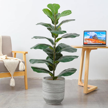 6ft Artificial Fiddle Leaf Fig Tree Plant,Fake Ficus Lyrata in Pot,Ficus Faux Plant Artificial Trees for Office Indoor Outdoor Garden Living Room Home Decor 1PCS-71in