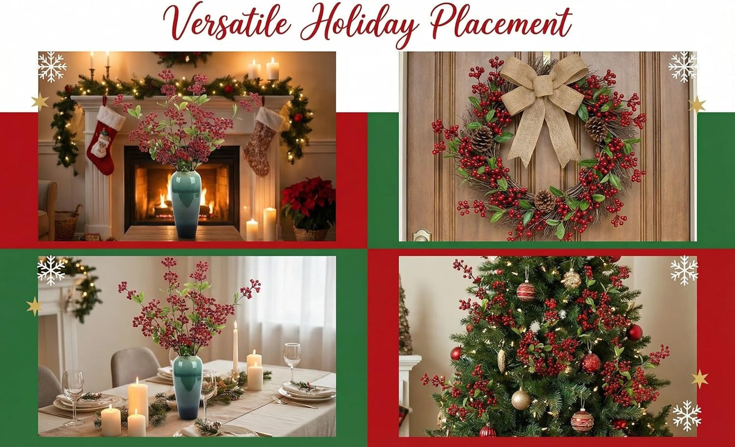Artificial Pomegranate Tree Branches, 37 Inches, 3-Piece Set | Artificial Autumn Tree Branches, Silk Leaves, Christmas Decoration, Thanksgiving Central Decoration, Wedding Decoration