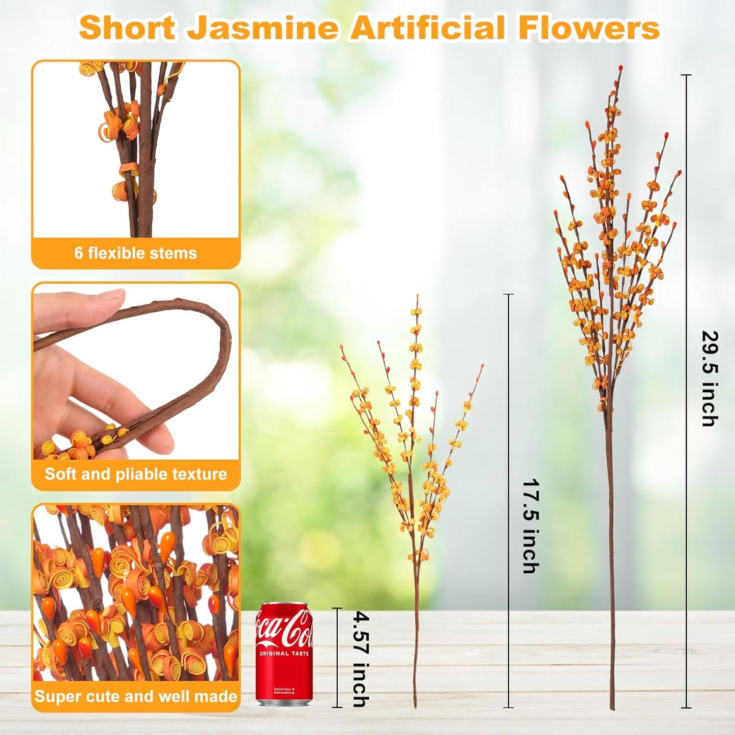 4Pcs Artificial Tulips Flower Stems for Valentine’s Day Anniversary Decor | 17.3" Faux Tulip Flower Bouquet Short Stems Vase Filler Home Mother's Day Wedding Table Centerpieces DIY Wreath Gift Decor