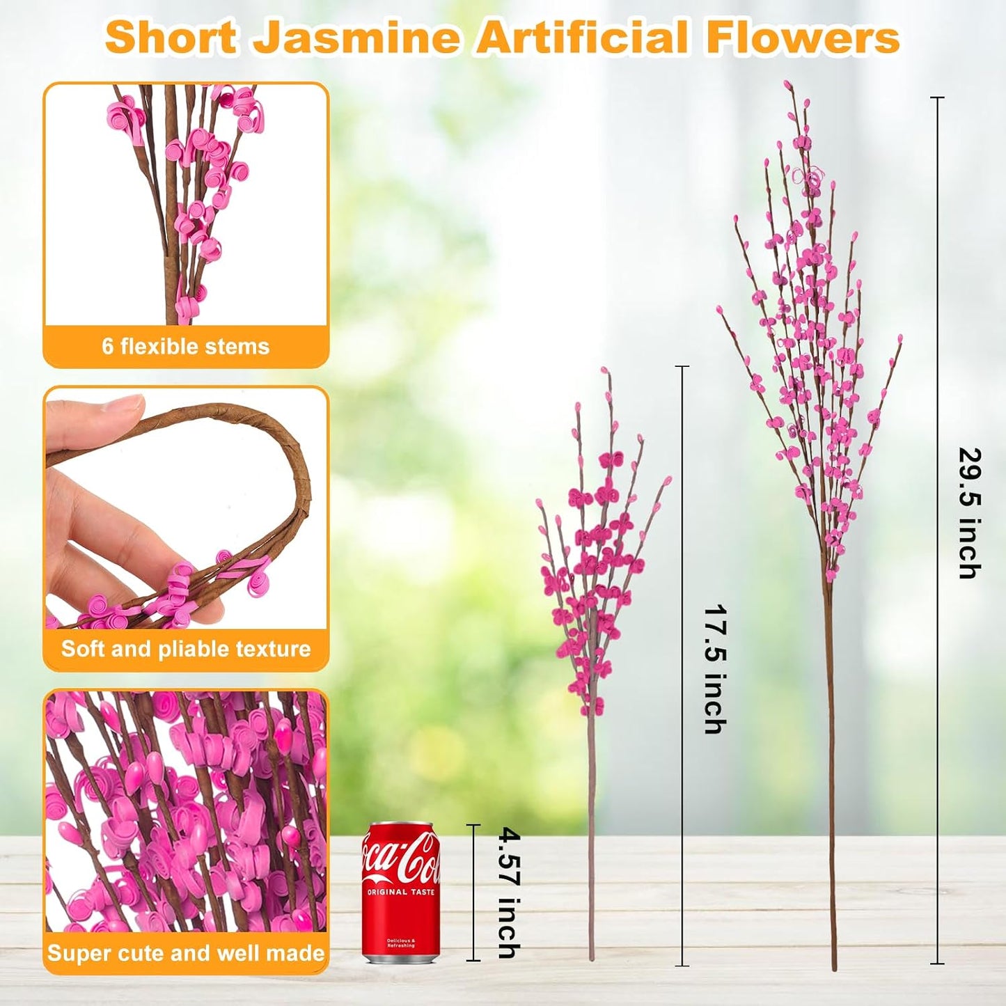 4Pcs Artificial Tulips Flower Stems for Valentine’s Day Anniversary Decor | 17.3" Faux Tulip Flower Bouquet Short Stems Vase Filler Home Mother's Day Wedding Table Centerpieces DIY Wreath Gift Decor