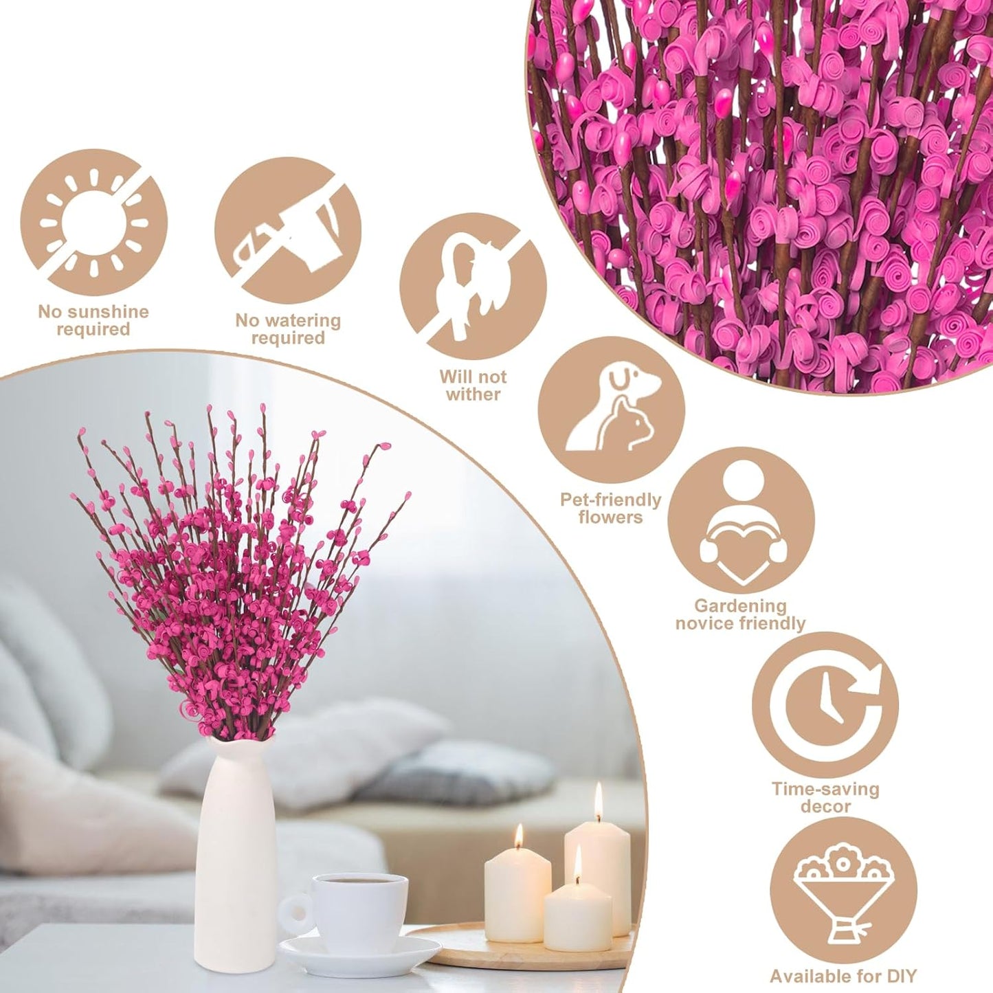 4Pcs Artificial Tulips Flower Stems for Valentine’s Day Anniversary Decor | 17.3" Faux Tulip Flower Bouquet Short Stems Vase Filler Home Mother's Day Wedding Table Centerpieces DIY Wreath Gift Decor