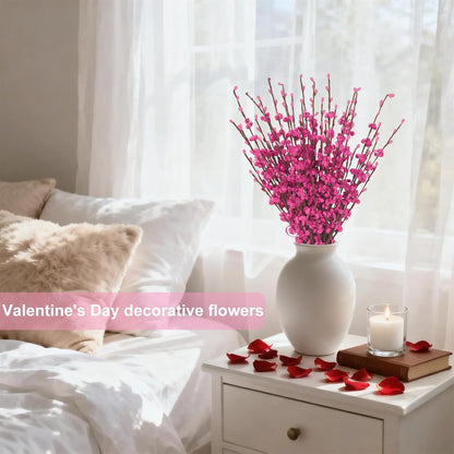 4Pcs Artificial Tulips Flower Stems for Valentine’s Day Anniversary Decor | 17.3" Faux Tulip Flower Bouquet Short Stems Vase Filler Home Mother's Day Wedding Table Centerpieces DIY Wreath Gift Decor