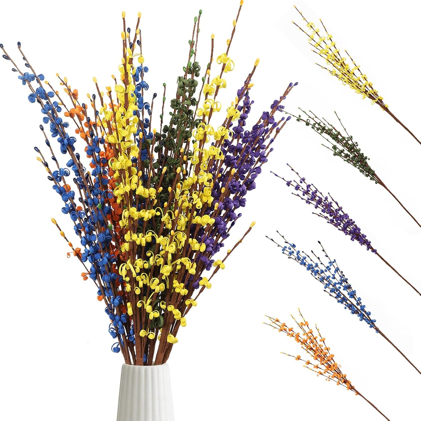 4Pcs Artificial Tulips Flower Stems for Valentine’s Day Anniversary Decor | 17.3" Faux Tulip Flower Bouquet Short Stems Vase Filler Home Mother's Day Wedding Table Centerpieces DIY Wreath Gift Decor