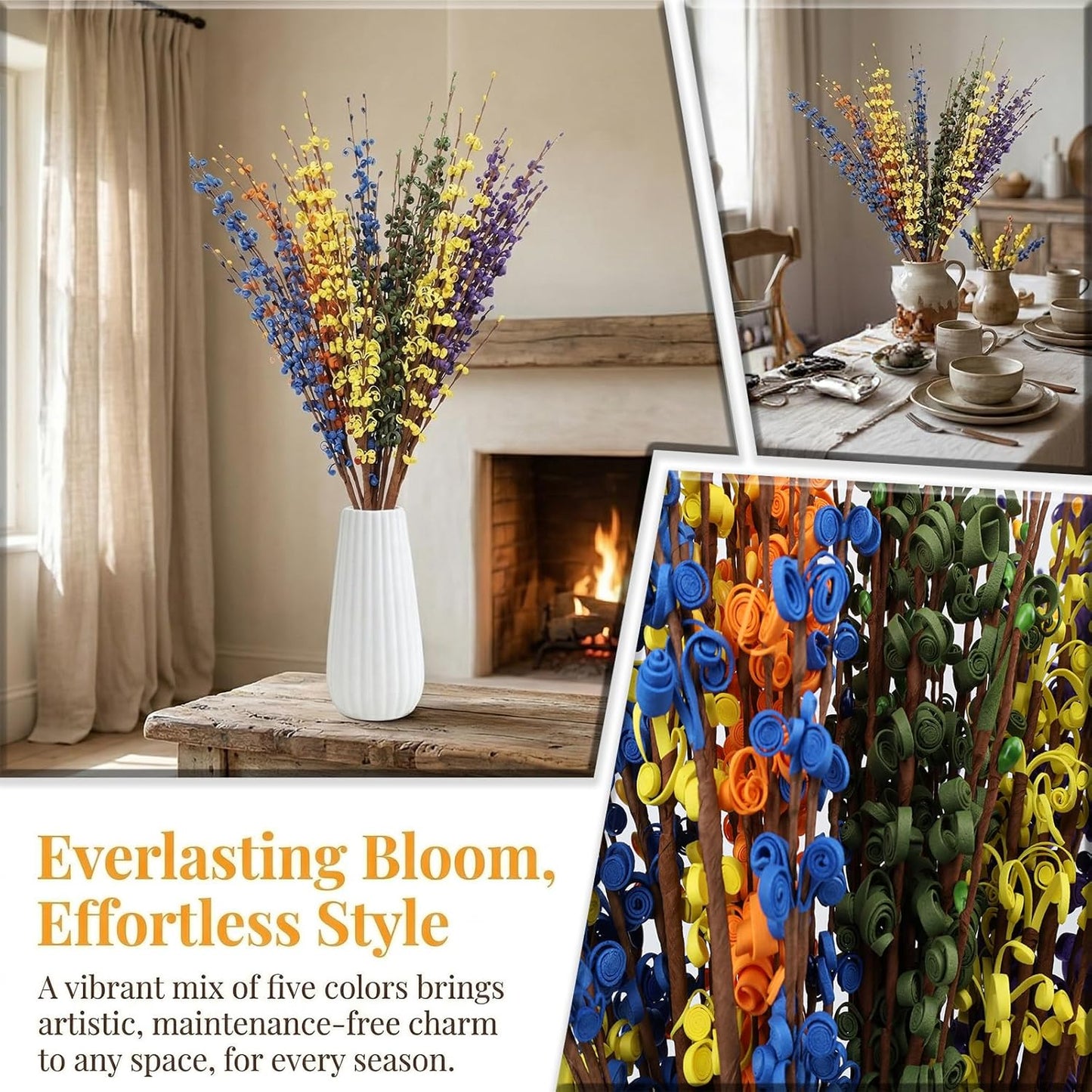 4Pcs Artificial Tulips Flower Stems for Valentine’s Day Anniversary Decor | 17.3" Faux Tulip Flower Bouquet Short Stems Vase Filler Home Mother's Day Wedding Table Centerpieces DIY Wreath Gift Decor