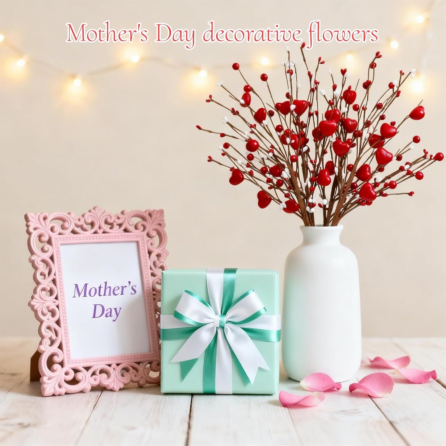 4Pcs Artificial Tulips Flower Stems for Valentine’s Day Anniversary Decor | 17.3" Faux Tulip Flower Bouquet Short Stems Vase Filler Home Mother's Day Wedding Table Centerpieces DIY Wreath Gift Decor