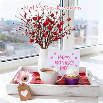 4Pcs Artificial Tulips Flower Stems for Valentine’s Day Anniversary Decor | 17.3" Faux Tulip Flower Bouquet Short Stems Vase Filler Home Mother's Day Wedding Table Centerpieces DIY Wreath Gift Decor