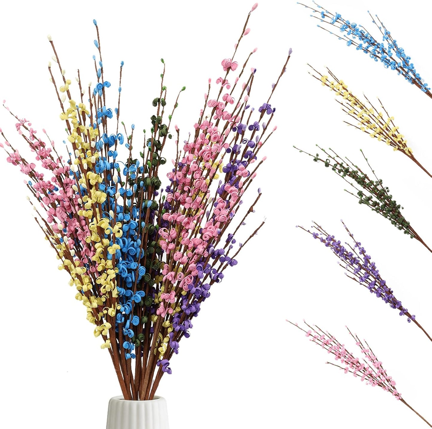 4Pcs Artificial Tulips Flower Stems for Valentine’s Day Anniversary Decor | 17.3" Faux Tulip Flower Bouquet Short Stems Vase Filler Home Mother's Day Wedding Table Centerpieces DIY Wreath Gift Decor