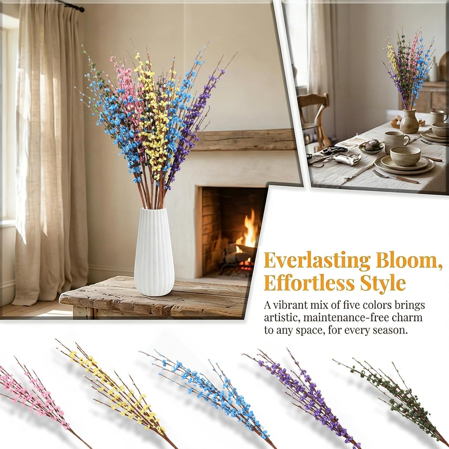 4Pcs Artificial Tulips Flower Stems for Valentine’s Day Anniversary Decor | 17.3" Faux Tulip Flower Bouquet Short Stems Vase Filler Home Mother's Day Wedding Table Centerpieces DIY Wreath Gift Decor