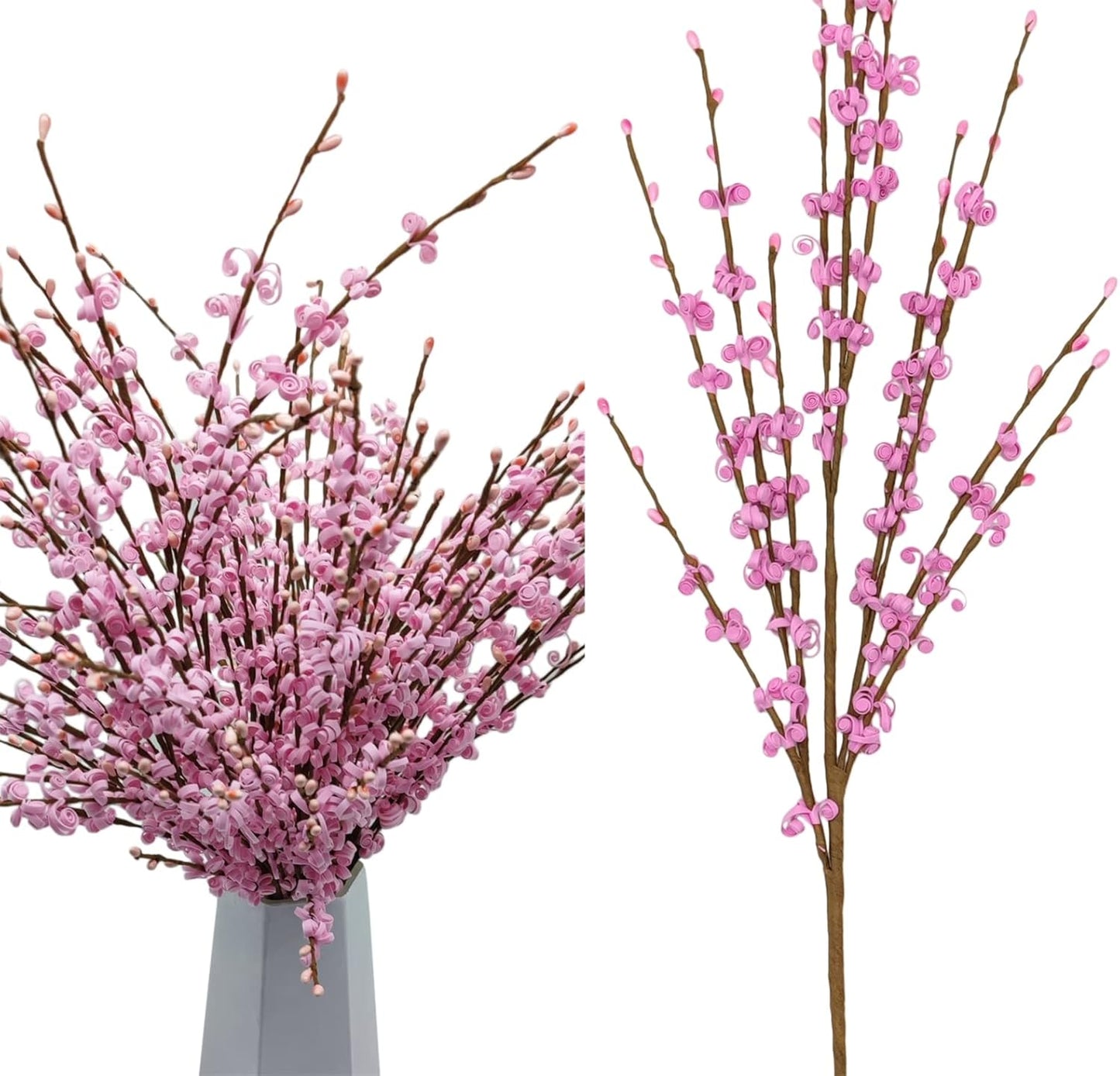 4Pcs Artificial Tulips Flower Stems for Valentine’s Day Anniversary Decor | 17.3" Faux Tulip Flower Bouquet Short Stems Vase Filler Home Mother's Day Wedding Table Centerpieces DIY Wreath Gift Decor