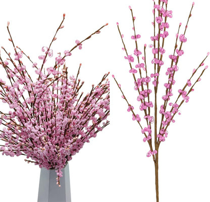 4Pcs Artificial Tulips Flower Stems for Valentine’s Day Anniversary Decor | 17.3" Faux Tulip Flower Bouquet Short Stems Vase Filler Home Mother's Day Wedding Table Centerpieces DIY Wreath Gift Decor