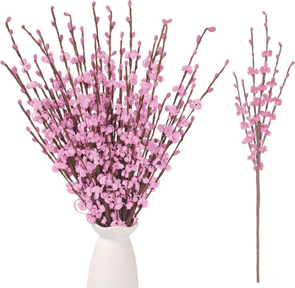 4Pcs Artificial Tulips Flower Stems for Valentine’s Day Anniversary Decor | 17.3" Faux Tulip Flower Bouquet Short Stems Vase Filler Home Mother's Day Wedding Table Centerpieces DIY Wreath Gift Decor