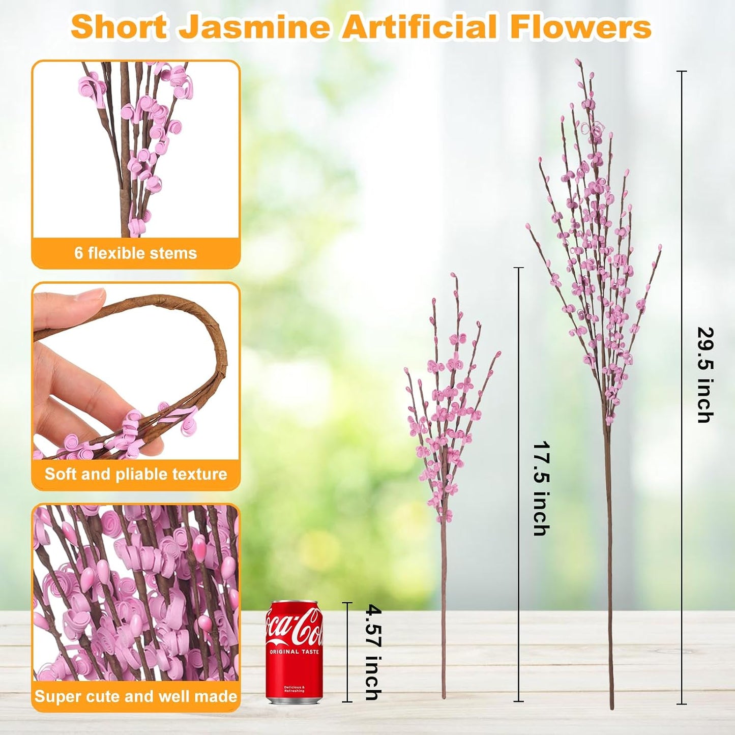 4Pcs Artificial Tulips Flower Stems for Valentine’s Day Anniversary Decor | 17.3" Faux Tulip Flower Bouquet Short Stems Vase Filler Home Mother's Day Wedding Table Centerpieces DIY Wreath Gift Decor