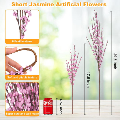 4Pcs Artificial Tulips Flower Stems for Valentine’s Day Anniversary Decor | 17.3" Faux Tulip Flower Bouquet Short Stems Vase Filler Home Mother's Day Wedding Table Centerpieces DIY Wreath Gift Decor