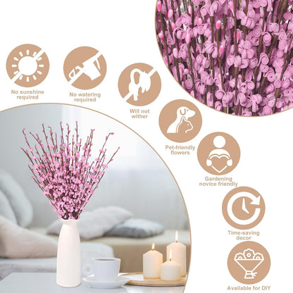 4Pcs Artificial Tulips Flower Stems for Valentine’s Day Anniversary Decor | 17.3" Faux Tulip Flower Bouquet Short Stems Vase Filler Home Mother's Day Wedding Table Centerpieces DIY Wreath Gift Decor