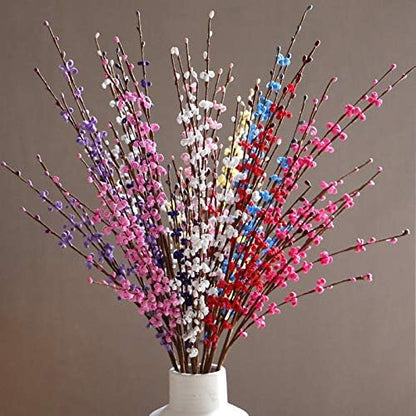4Pcs Artificial Tulips Flower Stems for Valentine’s Day Anniversary Decor | 17.3" Faux Tulip Flower Bouquet Short Stems Vase Filler Home Mother's Day Wedding Table Centerpieces DIY Wreath Gift Decor