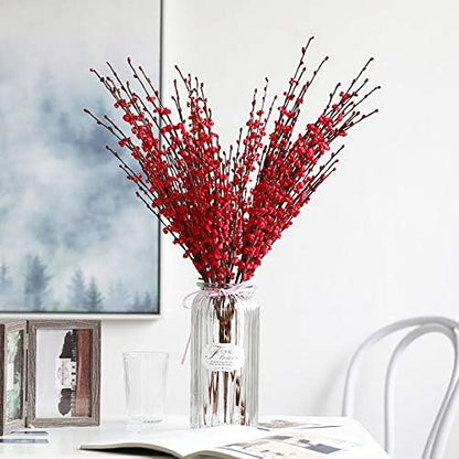 4Pcs Artificial Tulips Flower Stems for Valentine’s Day Anniversary Decor | 17.3" Faux Tulip Flower Bouquet Short Stems Vase Filler Home Mother's Day Wedding Table Centerpieces DIY Wreath Gift Decor