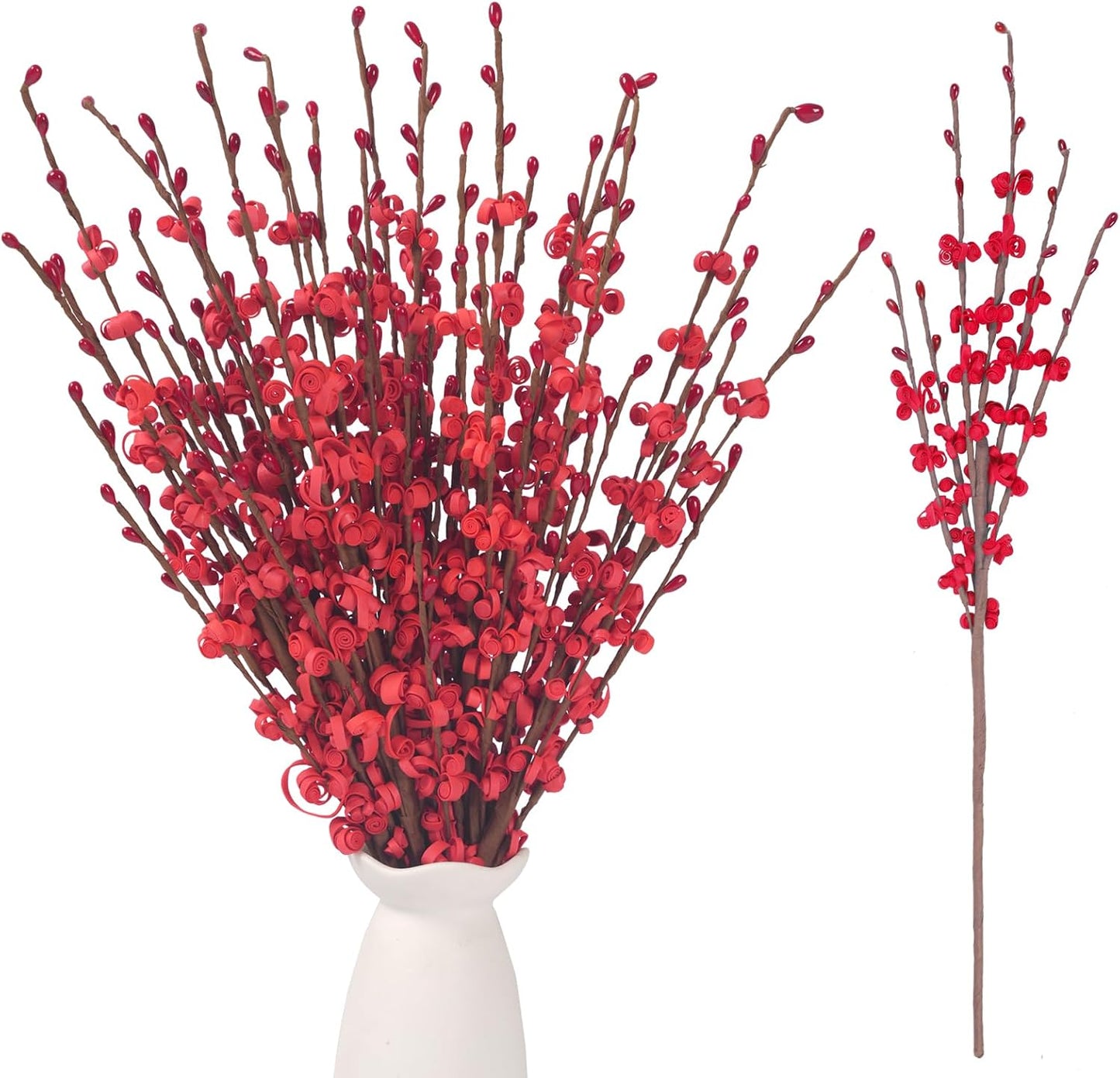 4Pcs Artificial Tulips Flower Stems for Valentine’s Day Anniversary Decor | 17.3" Faux Tulip Flower Bouquet Short Stems Vase Filler Home Mother's Day Wedding Table Centerpieces DIY Wreath Gift Decor