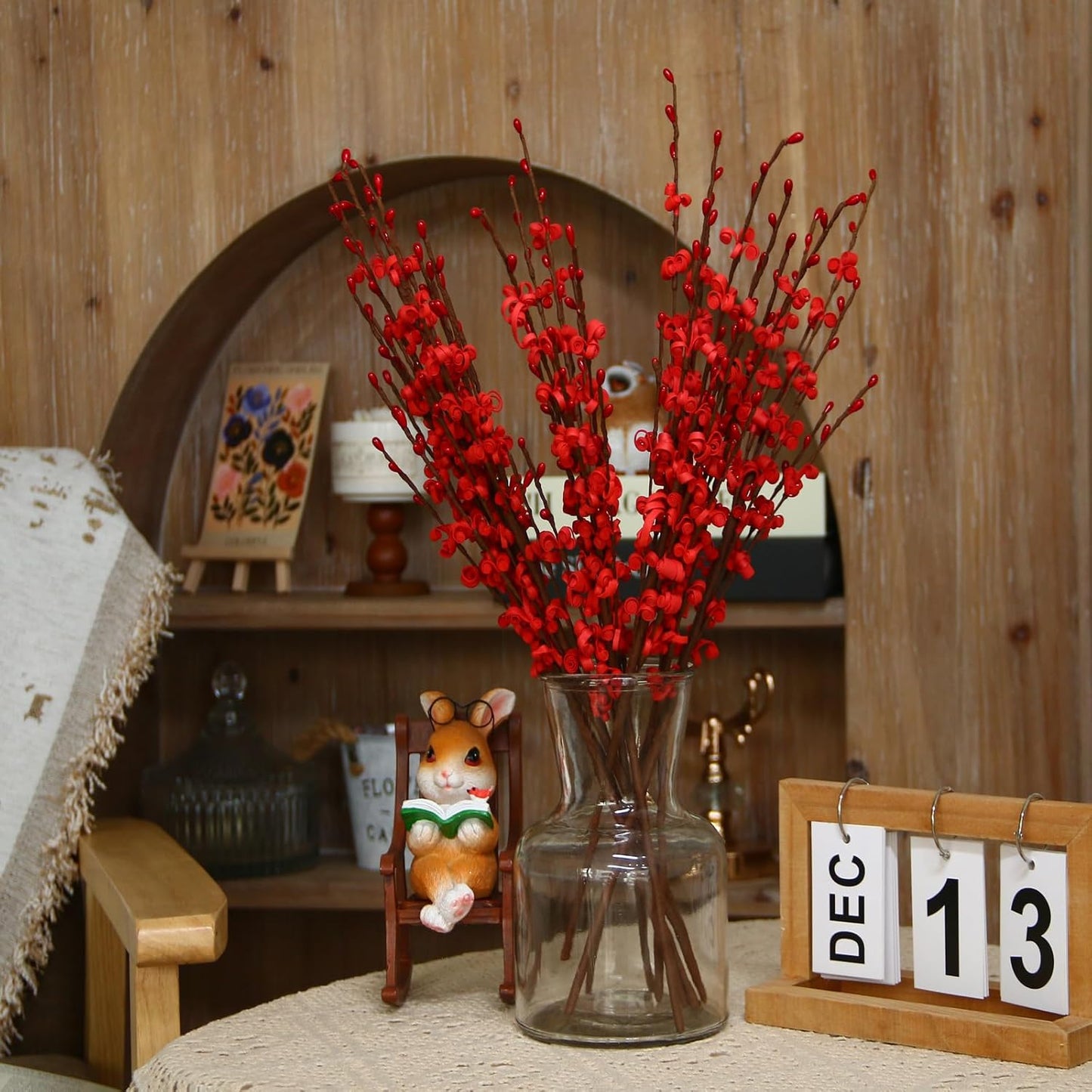 4Pcs Artificial Tulips Flower Stems for Valentine’s Day Anniversary Decor | 17.3" Faux Tulip Flower Bouquet Short Stems Vase Filler Home Mother's Day Wedding Table Centerpieces DIY Wreath Gift Decor