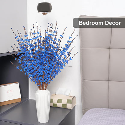 4Pcs Artificial Tulips Flower Stems for Valentine’s Day Anniversary Decor | 17.3" Faux Tulip Flower Bouquet Short Stems Vase Filler Home Mother's Day Wedding Table Centerpieces DIY Wreath Gift Decor