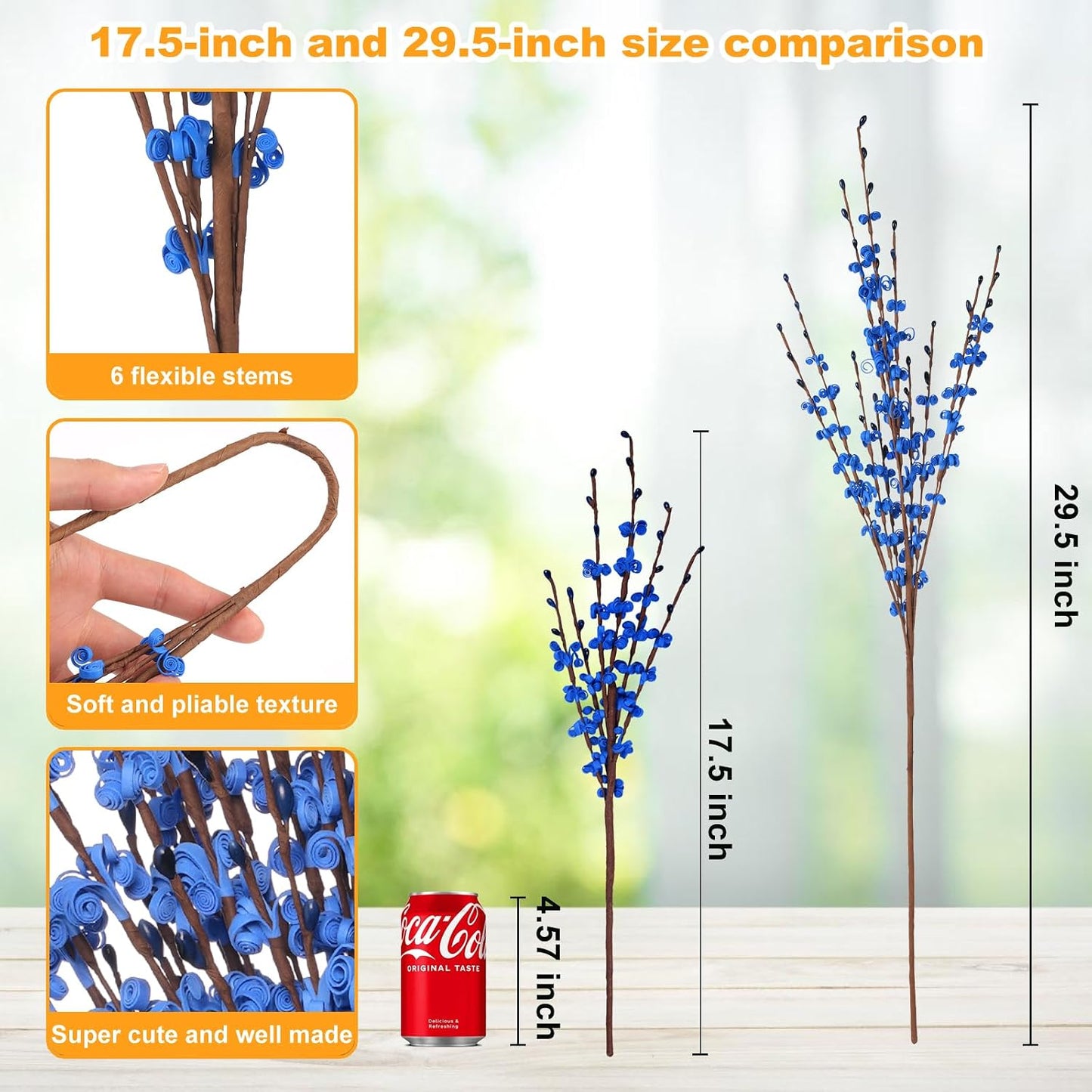 4Pcs Artificial Tulips Flower Stems for Valentine’s Day Anniversary Decor | 17.3" Faux Tulip Flower Bouquet Short Stems Vase Filler Home Mother's Day Wedding Table Centerpieces DIY Wreath Gift Decor