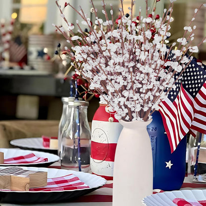 4Pcs Artificial Tulips Flower Stems for Valentine’s Day Anniversary Decor | 17.3" Faux Tulip Flower Bouquet Short Stems Vase Filler Home Mother's Day Wedding Table Centerpieces DIY Wreath Gift Decor