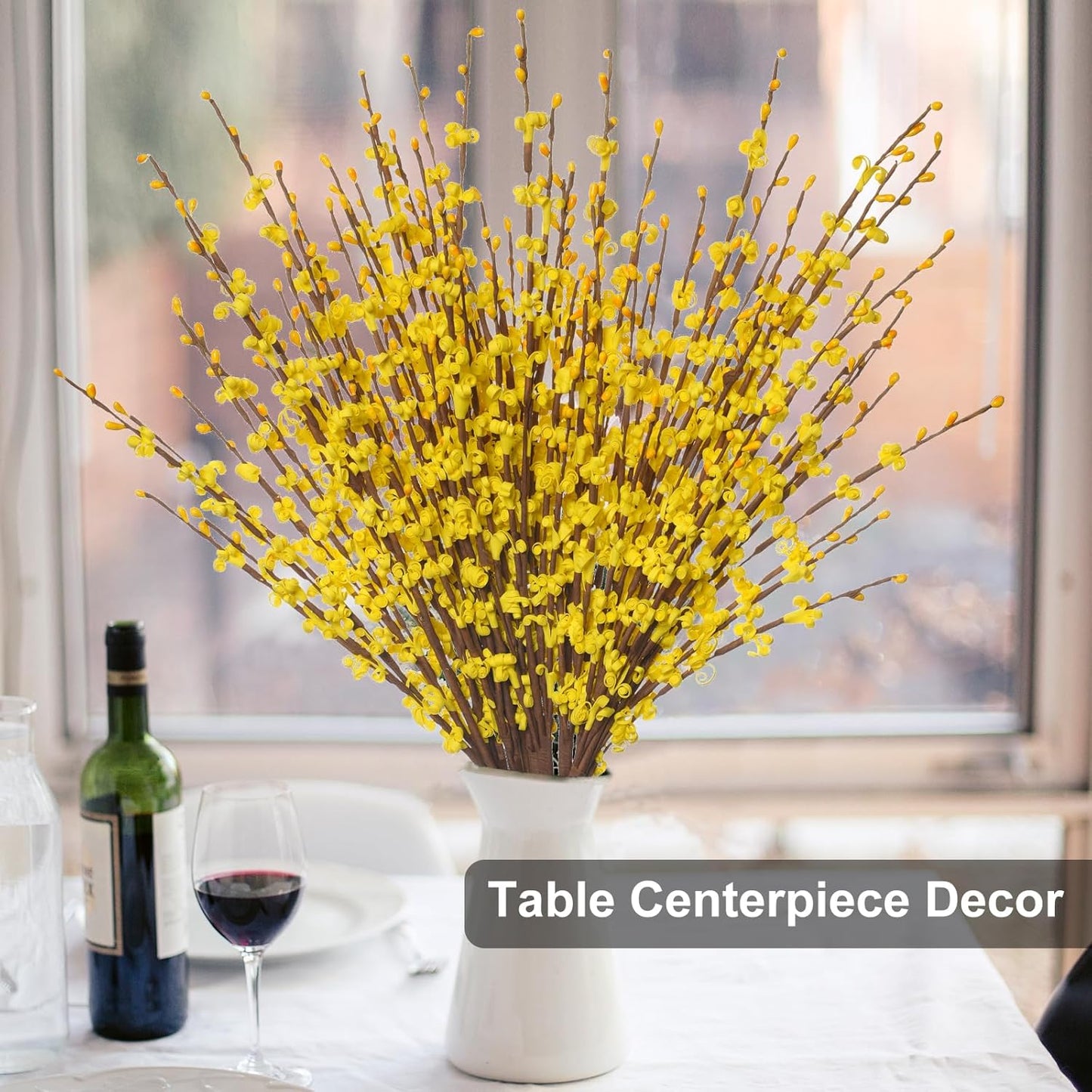 4Pcs Artificial Tulips Flower Stems for Valentine’s Day Anniversary Decor | 17.3" Faux Tulip Flower Bouquet Short Stems Vase Filler Home Mother's Day Wedding Table Centerpieces DIY Wreath Gift Decor