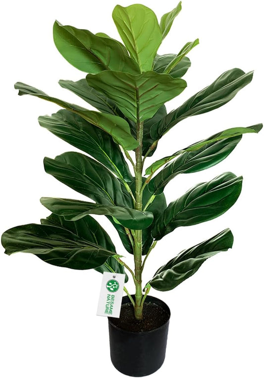 30" Little Artificial Fiddle Leaf Fig Tree/Faux Ficus Lyrata for Home Office Decoration