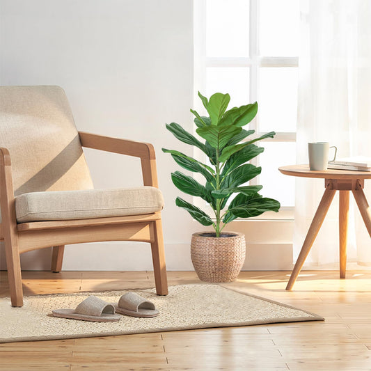 30" Little Artificial Fiddle Leaf Fig Tree/Faux Ficus Lyrata for Home Office Decoration