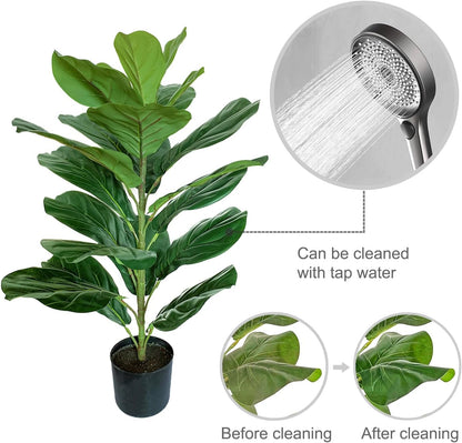 30" Little Artificial Fiddle Leaf Fig Tree/Faux Ficus Lyrata for Home Office Decoration