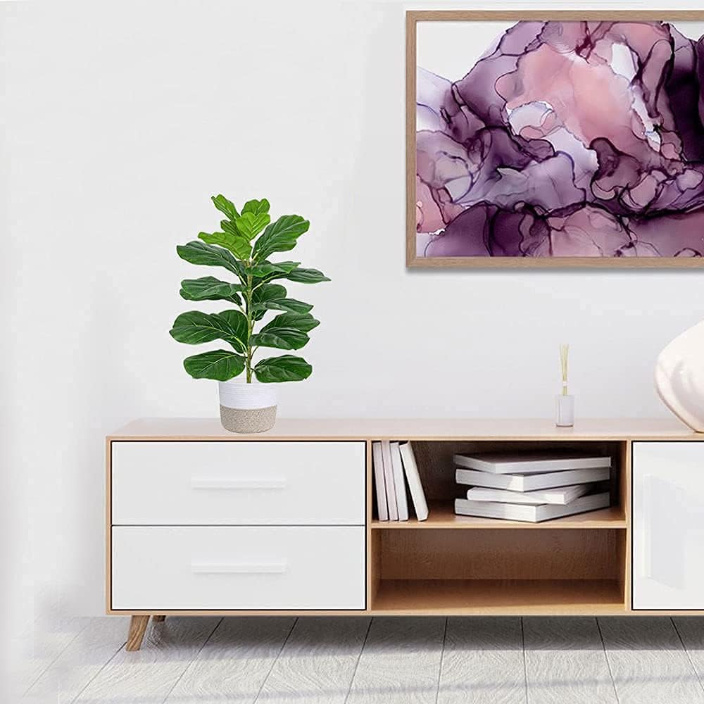 30" Little Artificial Fiddle Leaf Fig Tree/Faux Ficus Lyrata for Home Office Decoration