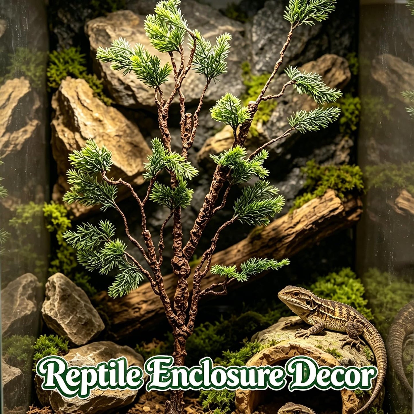 39.3in Bendable Artificial Pine Tree Branch Cedar Stems Reptile Yules Decor | Faux Tree Trunk Twigs Plants Garland With Greenery Picks For Christmas Wall Hanging Climb Outdoor Jungle Halloween Decoration
