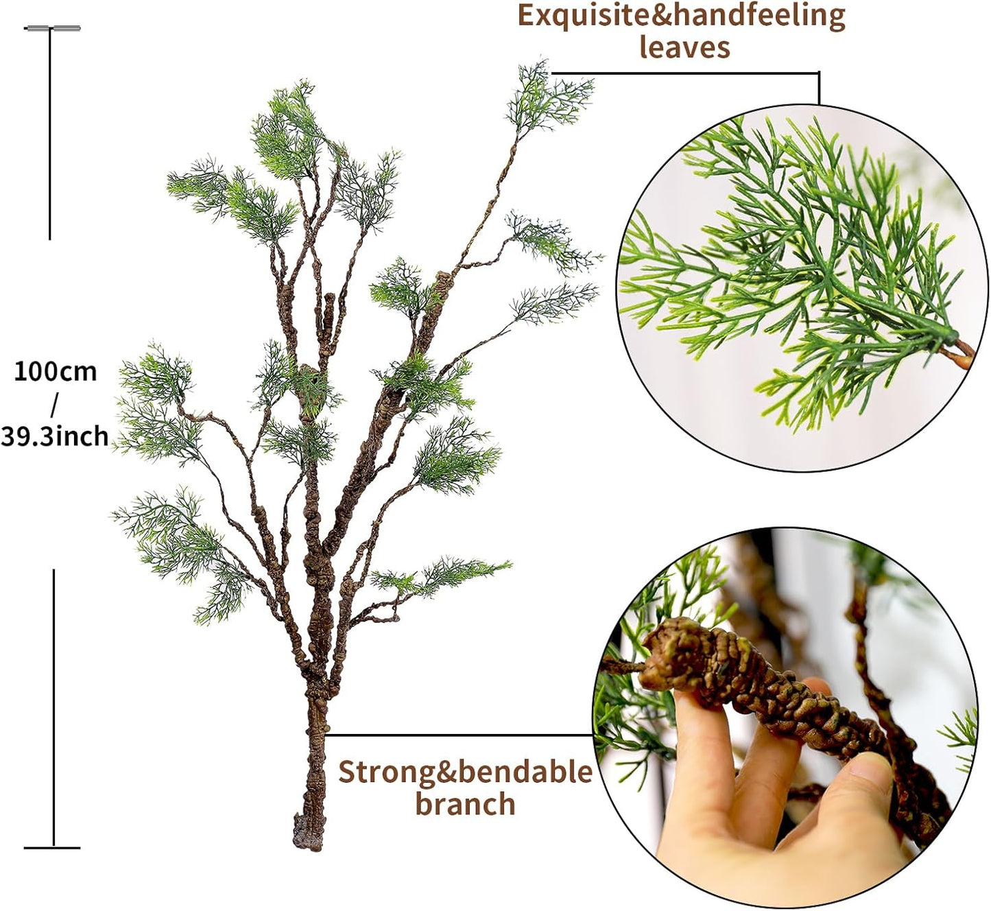 39.3in Bendable Artificial Pine Tree Branch Cedar Stems Reptile Yules Decor | Faux Tree Trunk Twigs Plants Garland With Greenery Picks For Christmas Wall Hanging Climb Outdoor Jungle Halloween Decoration