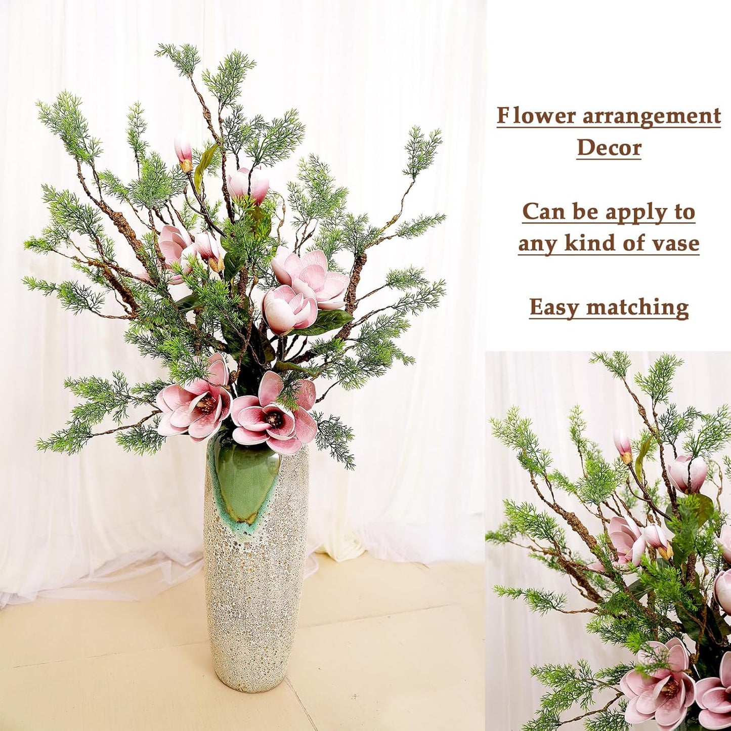 39.3in Bendable Artificial Pine Tree Branch Cedar Stems Reptile Yules Decor | Faux Tree Trunk Twigs Plants Garland With Greenery Picks For Christmas Wall Hanging Climb Outdoor Jungle Halloween Decoration