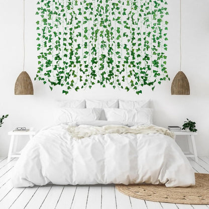 Fake Vines for Room Decor(12 Pack 84 Feet) Aesthetic Artificial Plant Ivy Leaves Hanging Greenery Garlands for Home Bedroom Wall Wedding Christmas Party Office Patio Outdoor Garden Décor